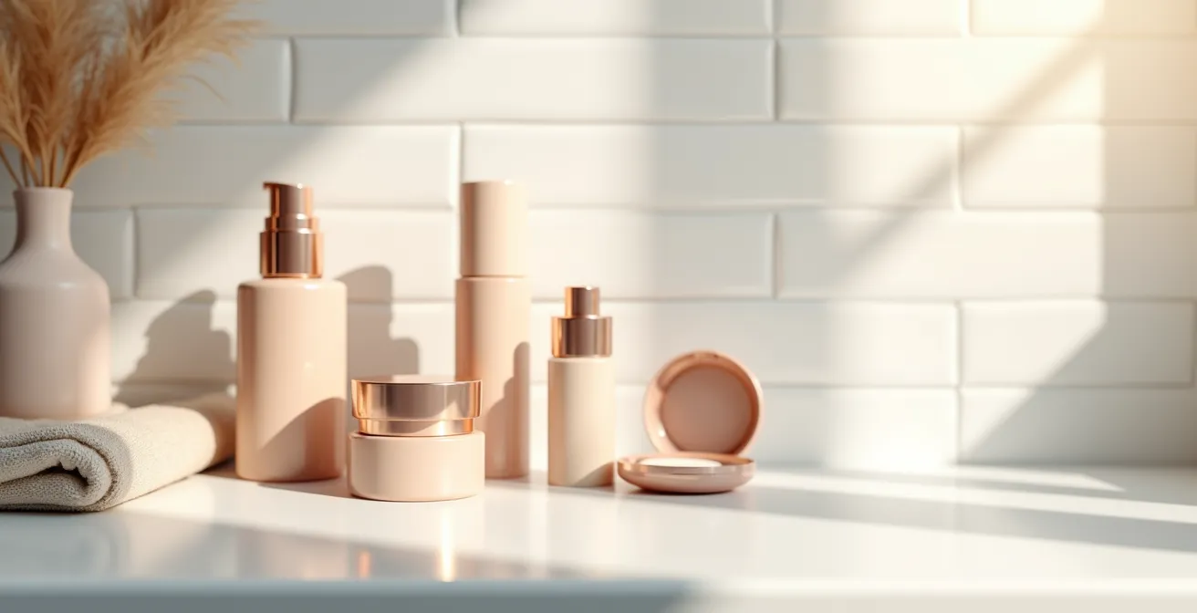 Minimalistische Make-up-Produkte für eine schnelle Morgenroutine im Badezimmer