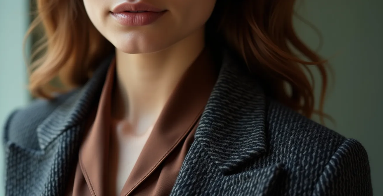 Verschiedene moderne Blazer-Kombinationen im Detail, die den Kontrast von Materialien und Schnitten zeigen.