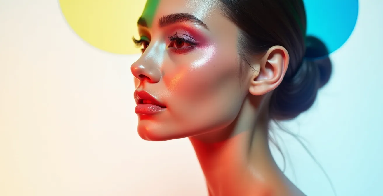 Farbkreis-Prinzip beim Color Correcting im Gesicht demonstriert