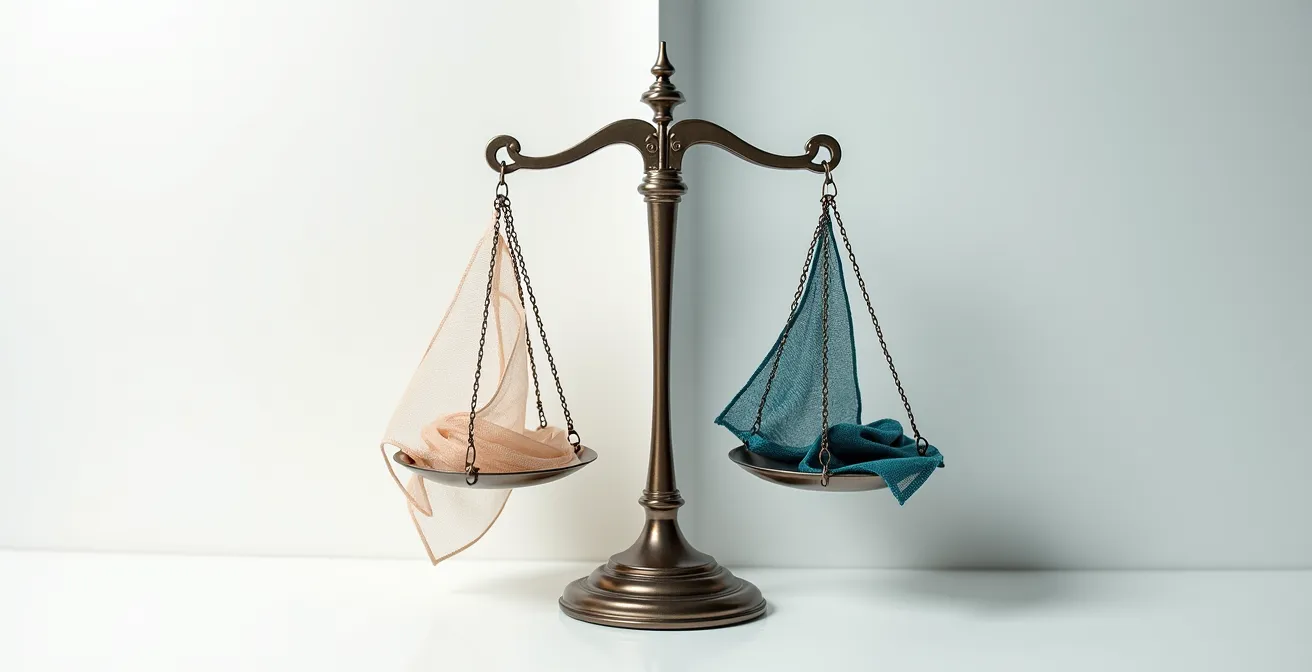 Visuelle Darstellung der Cost-per-Wear Berechnung mit hochwertigem und günstigem Kleidungsstück