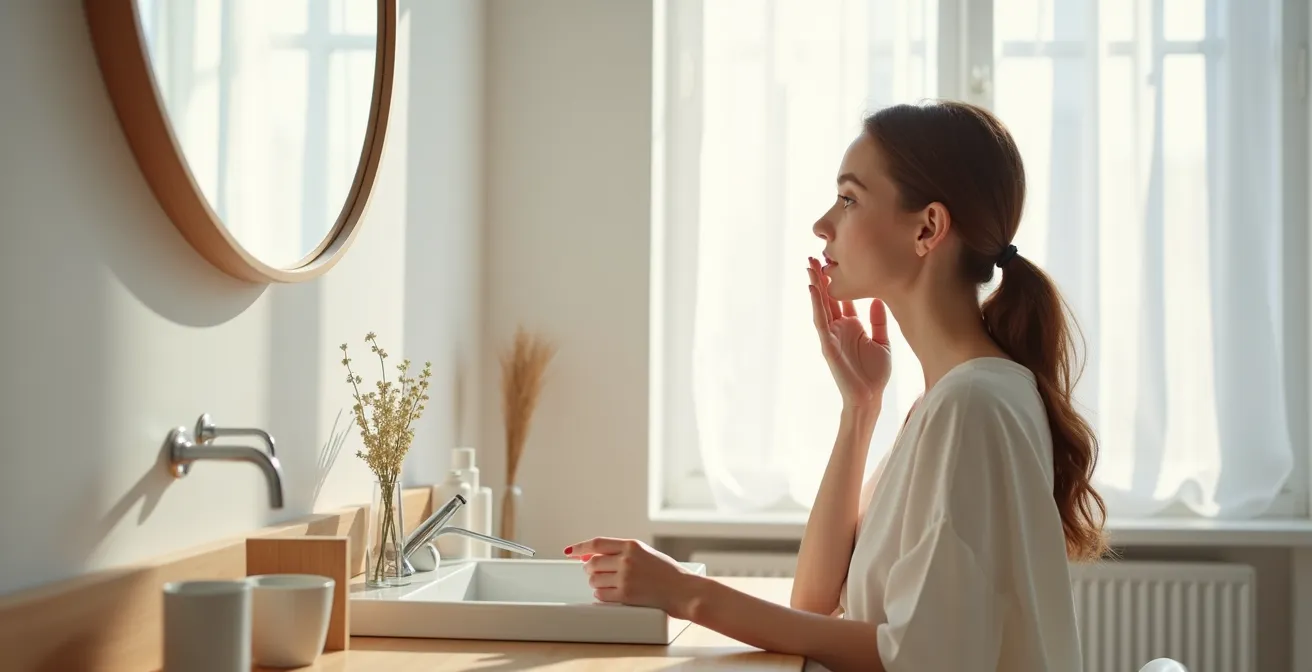 Frauengesicht beim Auftragen von Cream Blush mit der Underpainting-Technik