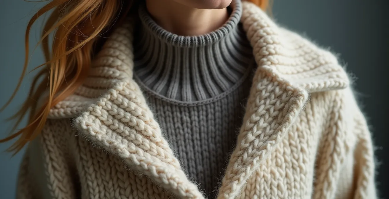 Detailansicht verschiedener Kragenformen unter verschiedenen Pulloverausschnitten