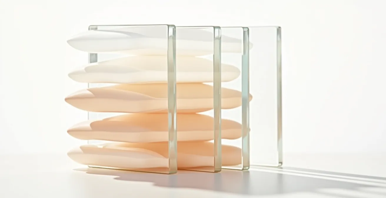 Symbolische Darstellung der Make-up-Schichten in seitlicher Perspektive