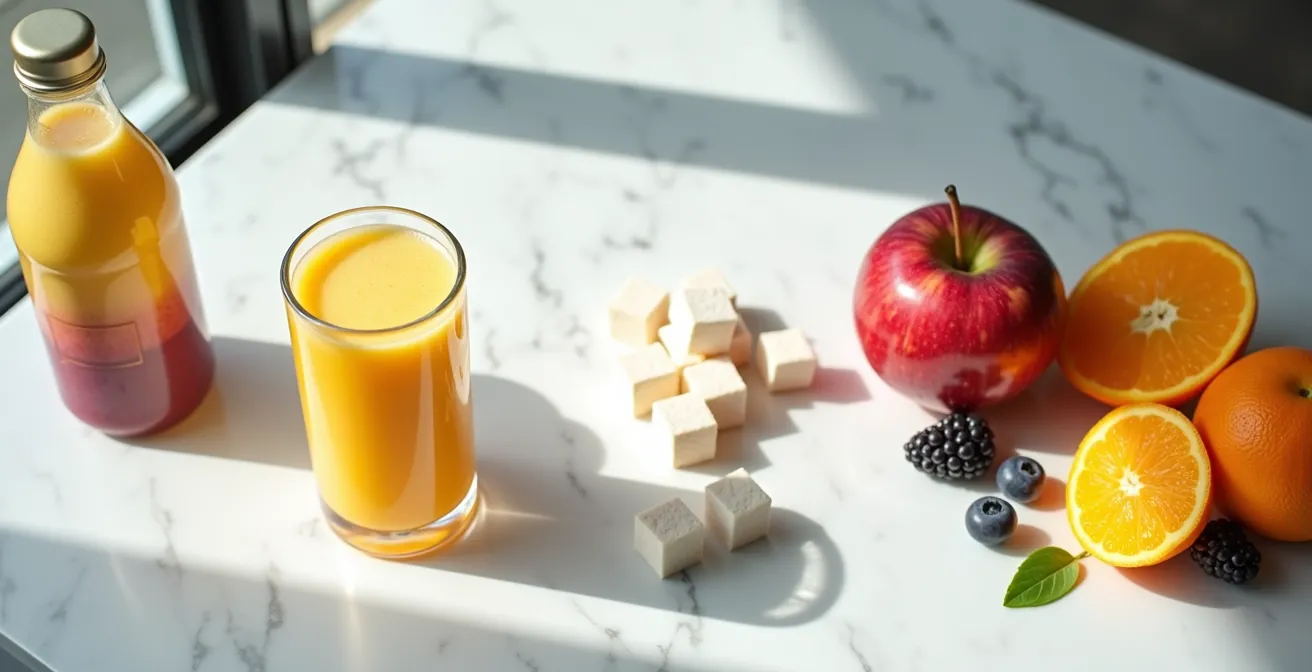 Zuckergehalt-Vergleich zwischen Smoothie und ganzen Früchten