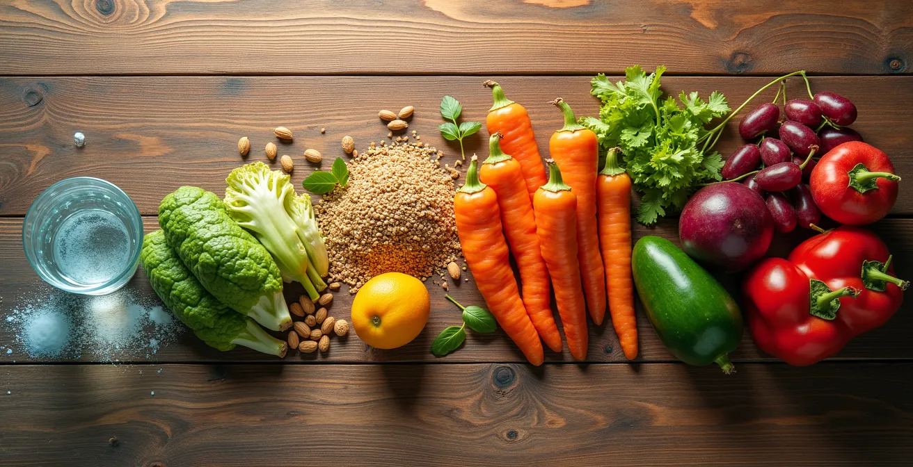 Strukturierter Wochenplan für zuckerfreie Ernährung auf Holztisch